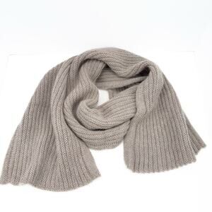 Ribbed Knit Wool Blend Made in Italy Minimalistic Basic Stretch Scarf Gray